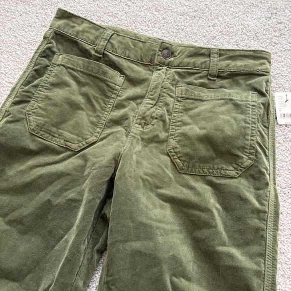 Free People High Time Kick Flare Pants Womens 8 Green Velvet Boho Casual Funky - Picture 2 of 8